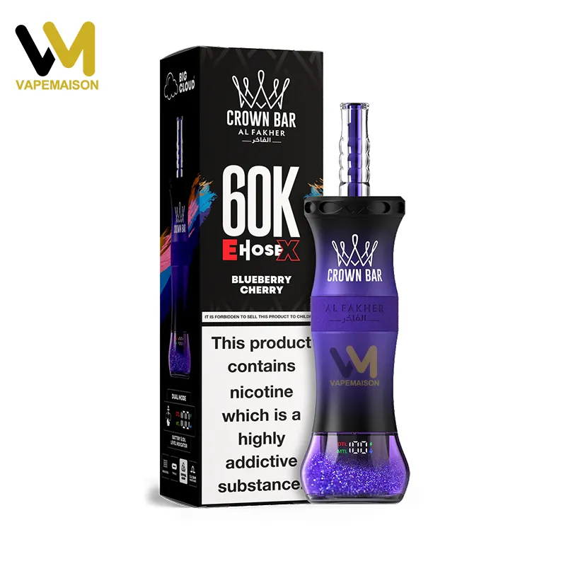 Al Fakher 60K Puffs Crown Bar E-Hose X mit Blaubeer-Kirsch-Geschmack – Einweg-E-Zigarette mit 60.000 Zügen