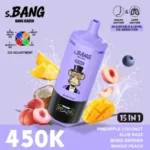 Bang Leader 450.000 Züge – Geschmacksmischung aus Ananas, Kokosnuss, Blue Razz, Beeren, Mango und Pfirsich