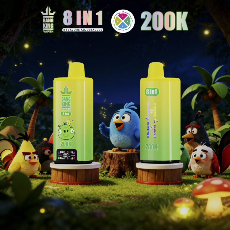 Bang King 200.000 Züge 8-in-1 Blue Razz, Ice Peach, Ice Grape, Ice Mango, Ice-Aroma – 100vaping