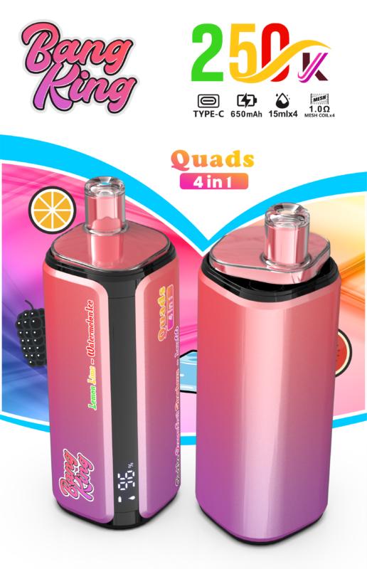Bang King 250.000 Züge 4-in-1 Zitrone, Limette, Wassermelone, Eis, Black Ice, Drachenfrucht, Erdbeere, Love 66 – 100vaping