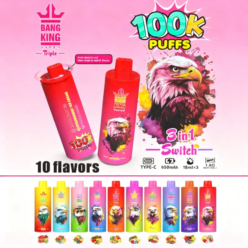 Bang King Triple 100K Puffs 3-in-1 Einweg-E-Zigarette – Hauptbild – 100vaping