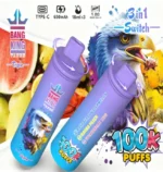 Bang King Triple 100.000 Züge Einweg-E-Zigarette mit Himbeer-, Wassermelonen-, Mango-, Pfirsich-, Erdbeer- und Kiwi-Geschmack – 100vaping