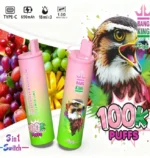 Bang King Triple 100.000 Züge Einweg-E-Zigarette mit Erdbeer-, Bananen-, Himbeer-, Wassermelonen-, Zitronen- und Limettengeschmack – 100vaping