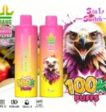 Bang King Triple 100K Puffs Einweg-E-Zigarette mit den Geschmacksrichtungen Erdbeere, Himbeere, Triple-Melone, saure Mango und Ananas – 100vaping