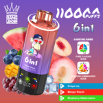 Bang Leader 110.000 Züge 6-in-1-Geschmacksmischung: Traube, Eis, Mango, Pfirsich, Heidelbeere, Wassermelone – 100vaping