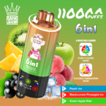 Bang Leader 110.000 Züge 6-in-1-Geschmacksmischung: Pfirsich-Eis, Schwarze Johannisbeere, Ananas-Eis, Grüner Apfel, Kiwi – 100vaping