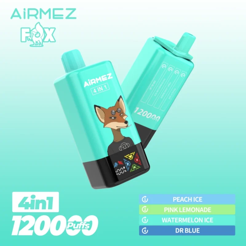 Airmez Fox 120.000 Züge, 4-in-1-Geschmacksrichtungen, Einweg-E-Zigarettengerät – 100vaping
