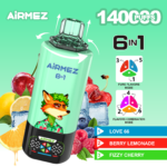 Airmez FOX 6-in-1, 140.000 Züge, Geschmacksrichtung 1 – Love 66, Beeren-Limonade, Sprudelnde Kirsche