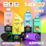 Airmez FOX 6-in-1, 140.000 Züge, Geschmacksrichtung 3 – Drachenfrucht-Eis, Fruchtige Fusion, Himbeere-Wassermelone