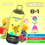 Airmez FOX 6-in-1, 140.000 Züge, Geschmacksrichtung 7 – Strawberry Ice, Pink Lemonade, Bingo Crush