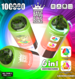 Bang Blaze 100.000 Züge 6-in-1 Einweg-E-Zigarette mit den Geschmacksrichtungen Blaubeeren, Himbeeren & saure Ananas, Orangen & Himbeeren sowie Wassermelonen – 100vaping