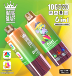 Bang Blaze 100.000 Züge 6-in-1 Einweg-E-Zigarette mit den Geschmacksrichtungen Pfirsich-Eis, schwarze Johannisbeere-Ananas-Eis und grüner Apfel-Kiwi – 100vaping