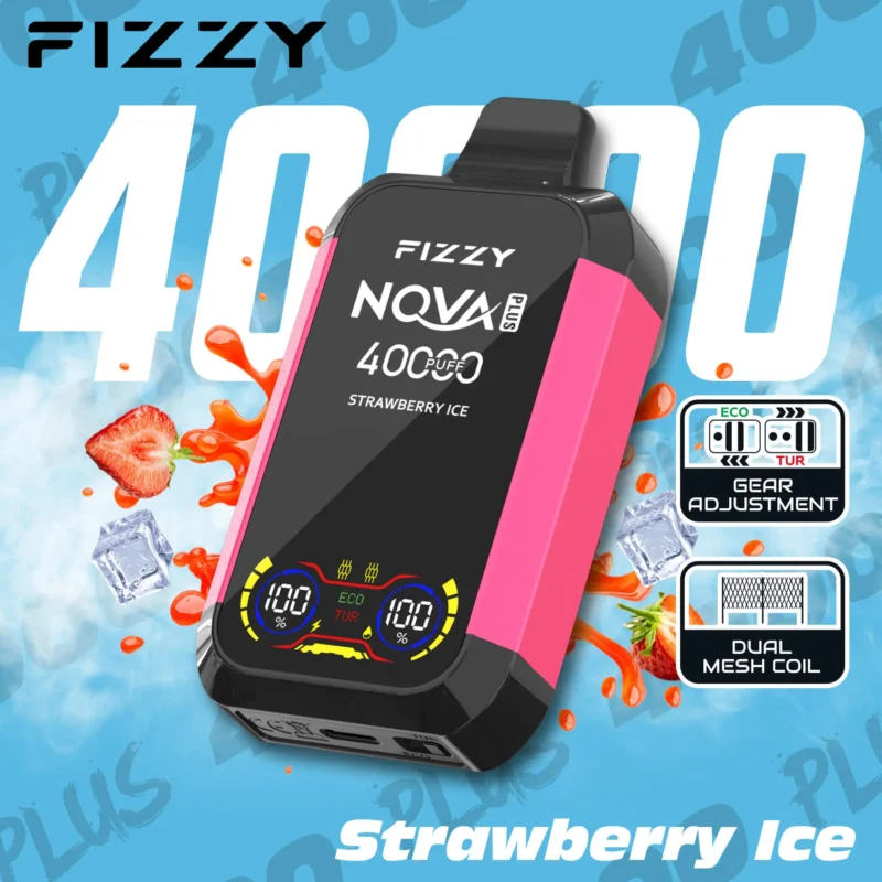 Fizzy Nova Plus 40000 (40K Puffs) Einweg-E-Zigarette mit Erdbeer-Eis-Geschmack – 100vaping