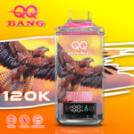 QQ Bang Einweg-E-Zigarette mit 120.000 Zügen, Hubba Bubba-Erdbeer-Geschmack – 100vaping