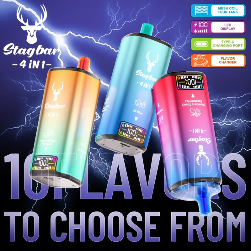 Stag Bar 4-in-1 Einweg-E-Zigarette mit 80.000 Zügen – 100vaping