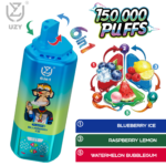 UZY 6-in-1-Einweg-E-Zigarette mit 150.000 Zügen – Geschmacksrichtungen: 2. Blueberry Ice, Raspberry Lemon und Watermelon Bubblegum